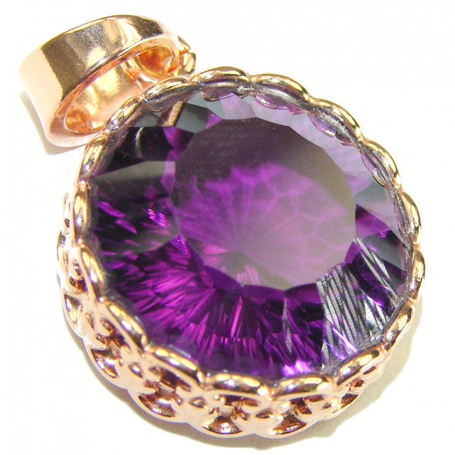 16.5 carat Perfect Amethyst 14k Rose Gold over .925 Sterling Silver handcrafted Pendant