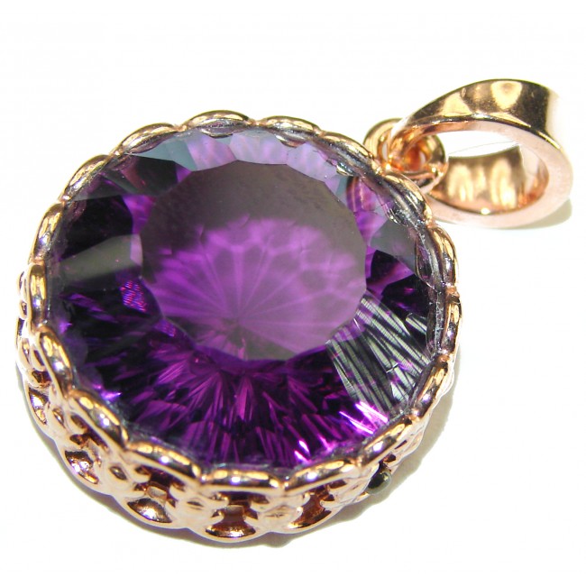 16.5 carat Perfect Amethyst 14k Rose Gold over .925 Sterling Silver handcrafted Pendant