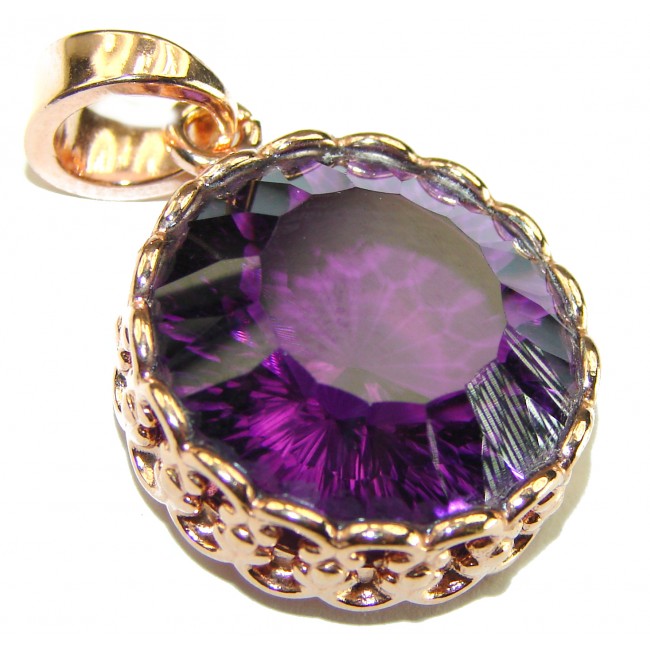 16.5 carat Perfect Amethyst 14k Rose Gold over .925 Sterling Silver handcrafted Pendant