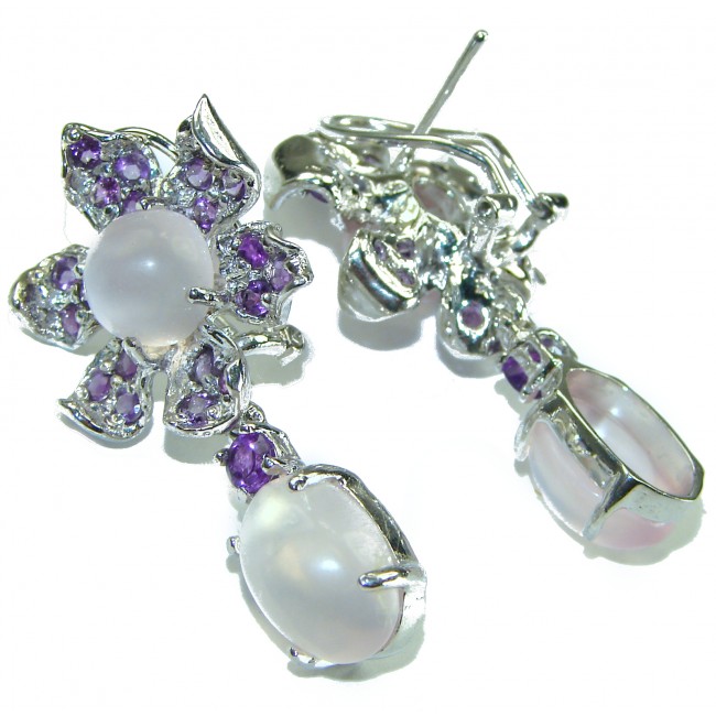 Bella Luna Rose Quartz Amethyst .925 Sterling Silver handmade earrings