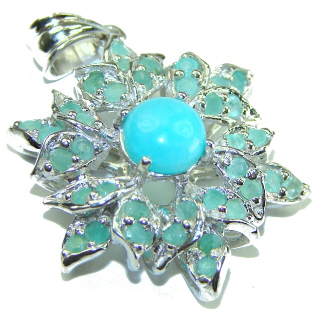 Hope Emerald and Turquoise .925 Sterling Silver handmade pendant