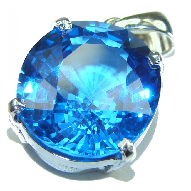 Precious Treasure Swiss Blue Topaz .925 Sterling Silver handmade Pendant