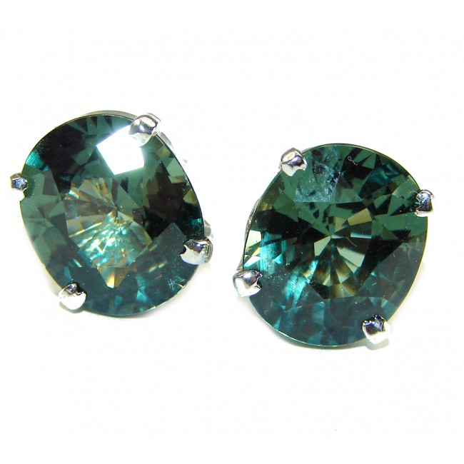 Incredible 11mm genuine Emerald .925 Sterling Silver handcrafted Earrings