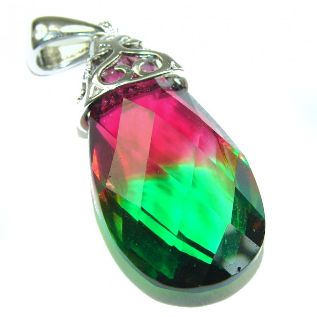 16.5 carat Tourmaline 18K Gold over .925 Sterling Silver handmade Pendant