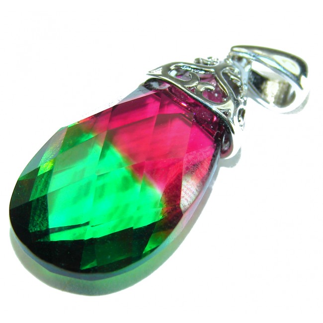 16.5 carat Tourmaline 18K Gold over .925 Sterling Silver handmade Pendant