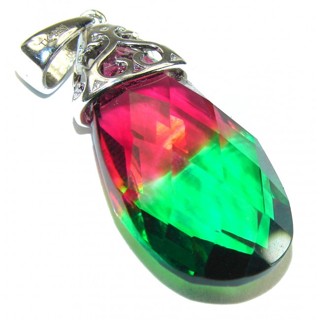 16.5 carat Tourmaline 18K Gold over .925 Sterling Silver handmade Pendant