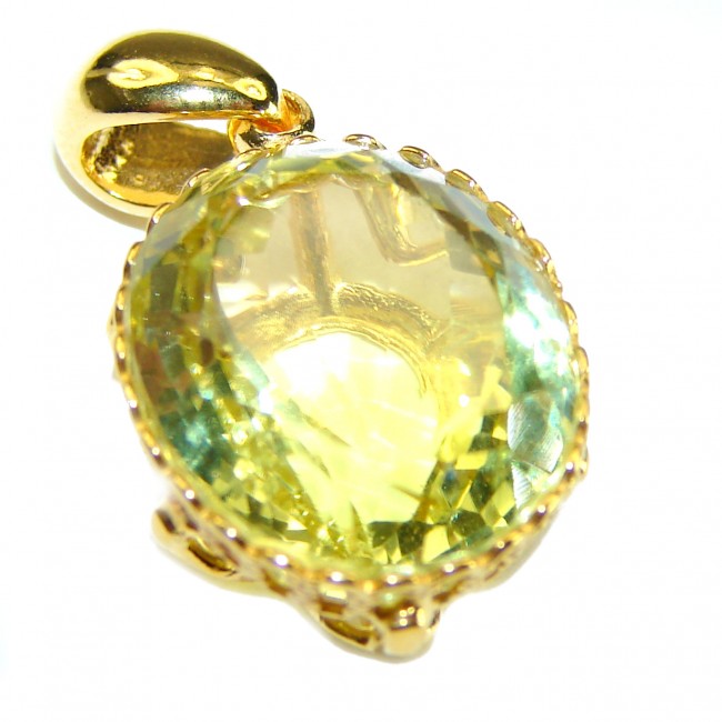 Authentic Golden Lemon Quartz 18K Gold over .925 Sterling Silver handmade Pendant