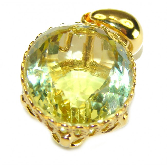 Authentic Golden Lemon Quartz 18K Gold over .925 Sterling Silver handmade Pendant