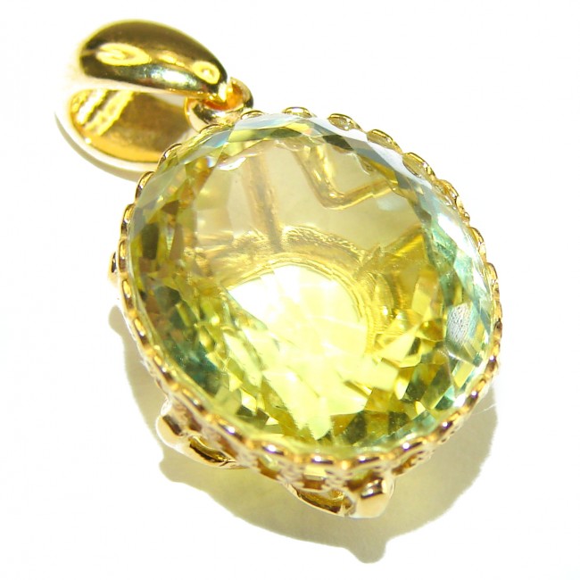 Authentic Golden Lemon Quartz 18K Gold over .925 Sterling Silver handmade Pendant