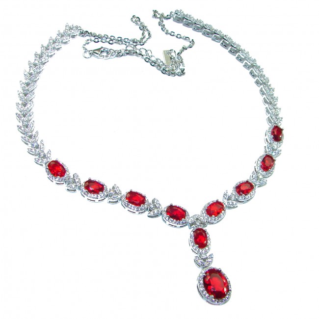 Timeless Treasure Red Topaz .925 Sterling Silver handcrafted necklace