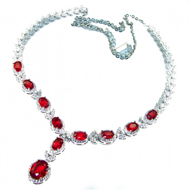 Timeless Treasure Red Topaz .925 Sterling Silver handcrafted necklace