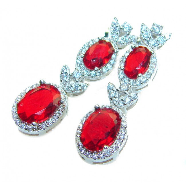 Timeless Treasure Red Topaz .925 Sterling Silver handcrafted Earrings