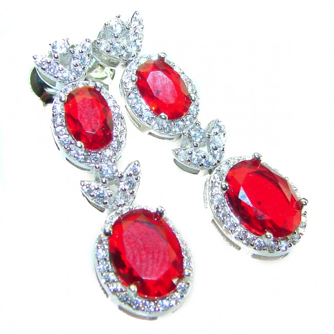 Timeless Treasure Red Topaz .925 Sterling Silver handcrafted Earrings