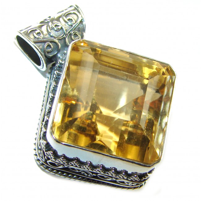 55.55 carat flawless Lemon Quartz .925 Sterling Silver handcrafted pendant