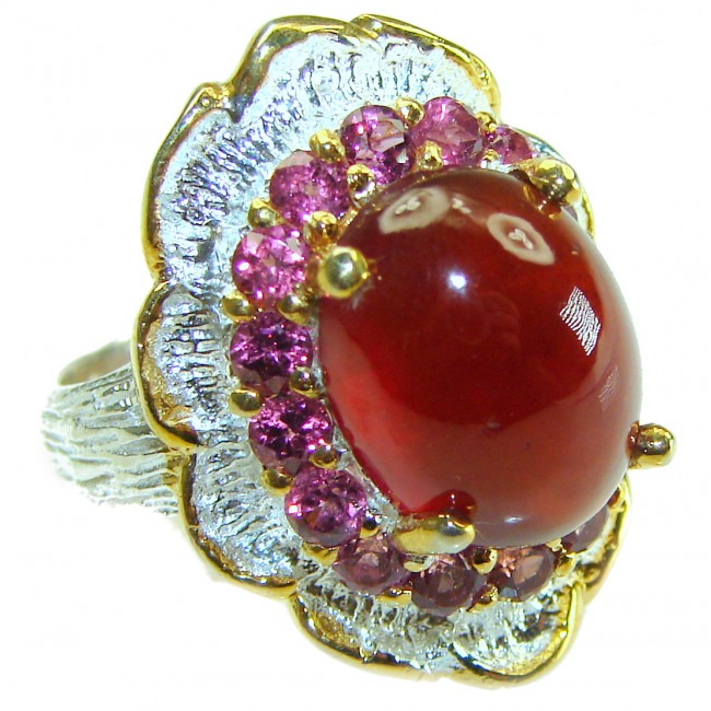 Bright Treasure authentic Ruby 14K Gold over .925 Sterling Silver handmade Ring size 7 1/2