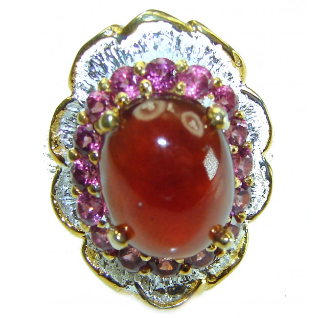 Bright Treasure authentic Ruby 14K Gold over .925 Sterling Silver handmade Ring size 7 1/2