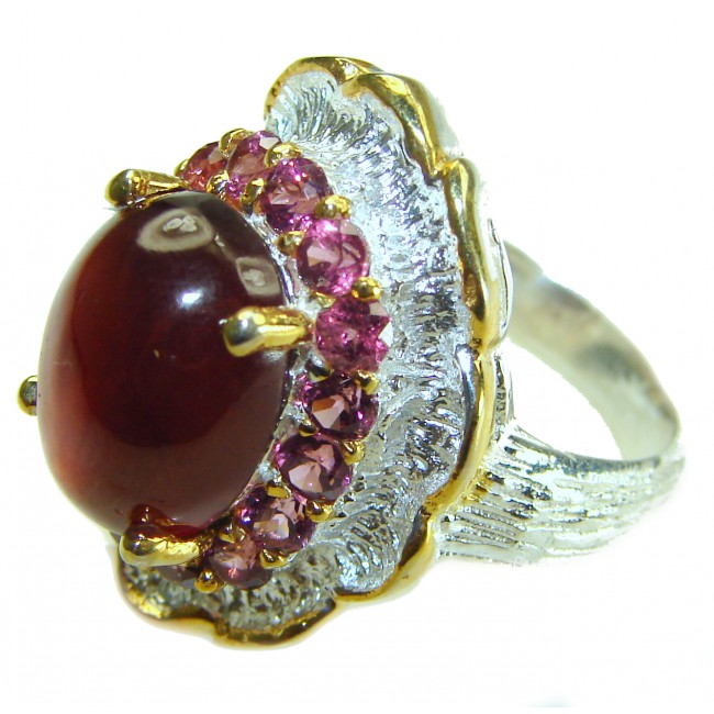 Bright Treasure authentic Ruby 14K Gold over .925 Sterling Silver handmade Ring size 7 1/2