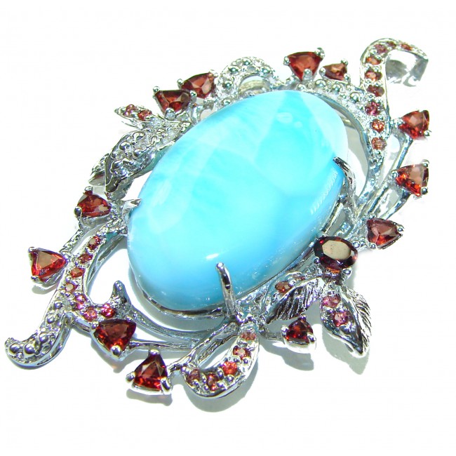 Vintage Beauty genuine Blue Larimar .925 Sterling Silver handmade Pendant and Brooch