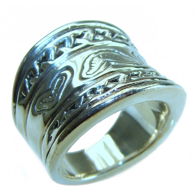 Large Bali made .925 Sterling Silver handcrafted Ring s. 8