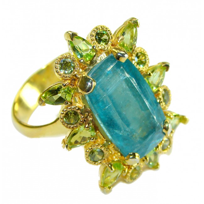 Unique Design design Apatite 14K Good over .925 Sterling Silver handmade ring s. 8