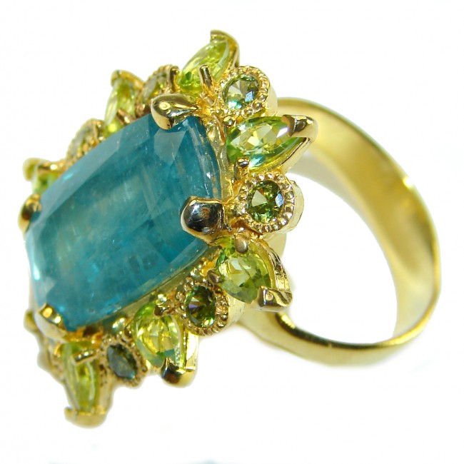 Unique Design design Apatite 14K Good over .925 Sterling Silver handmade ring s. 8