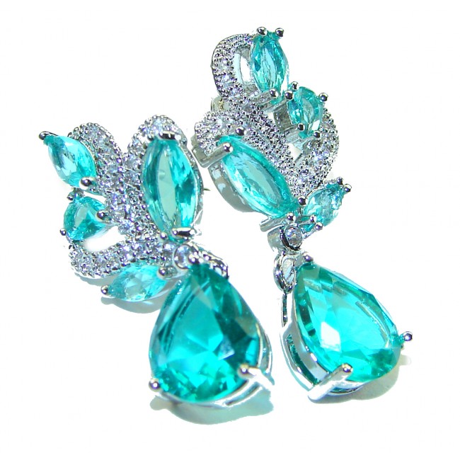 Pear shape Paraiba Tourmaline .925 Sterling Silver earrings