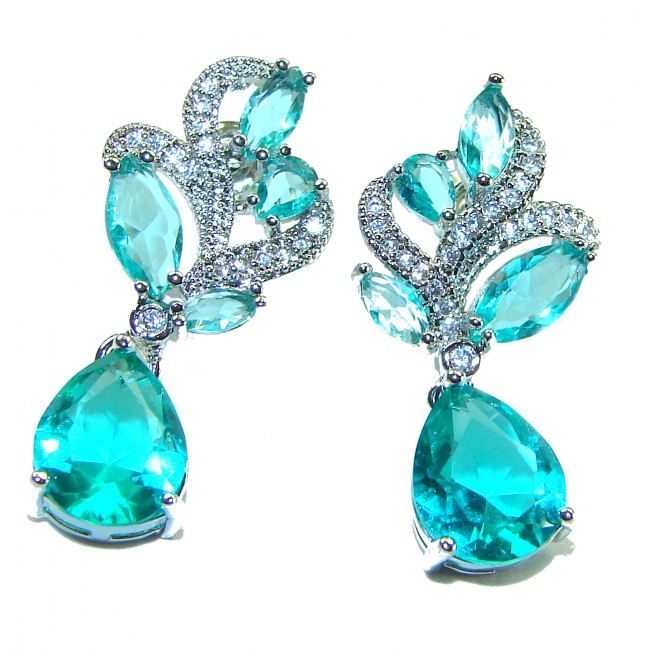 Pear shape Paraiba Tourmaline .925 Sterling Silver earrings