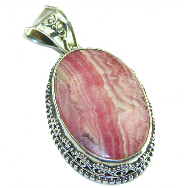 Genuine Argentinian Rhodochrosite .925 Sterling Silver handmade Pendant