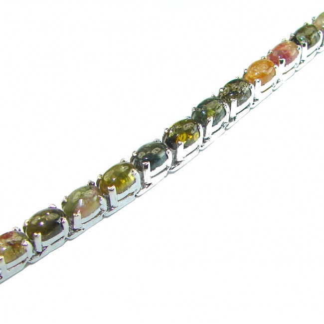 Spectacular authentic Watermelon Tourmaline .925 Sterling Silver handmade Bracelet