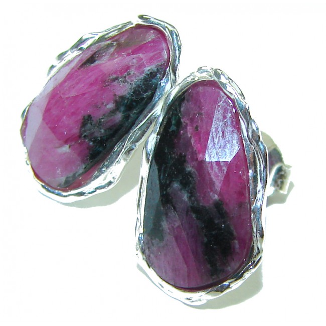 Amazing Ruby In Zoisite .925 Sterling Silver earrings