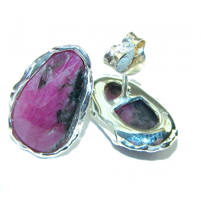 Amazing Ruby In Zoisite .925 Sterling Silver earrings