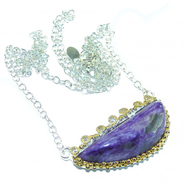 Natural Siberian Charoite Sterling Silver handmade Necklace