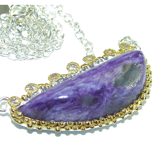 Natural Siberian Charoite Sterling Silver handmade Necklace