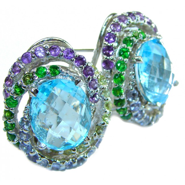 Ocean Drops authentic Swiss Blue Topaz .925 Sterling Silver handcrafted earrings