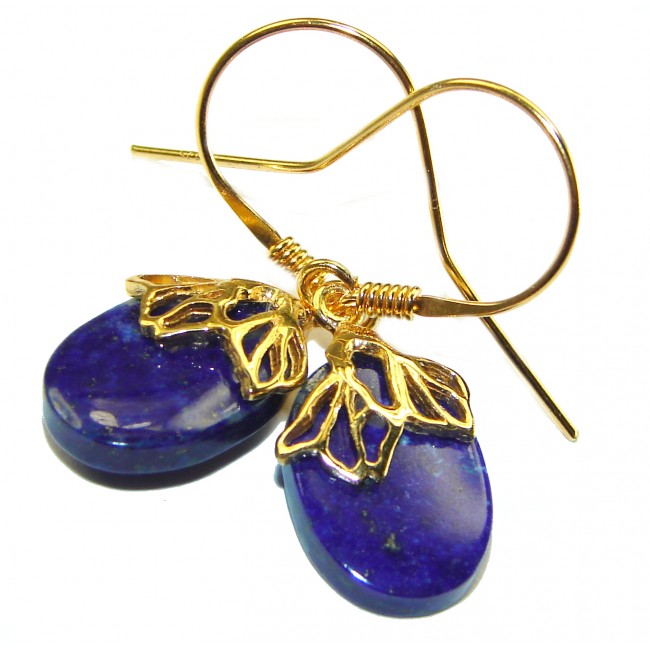 Gorgeous Lapis Lazuli 14K Gold over .925 Sterling Silver handcrafted earrings