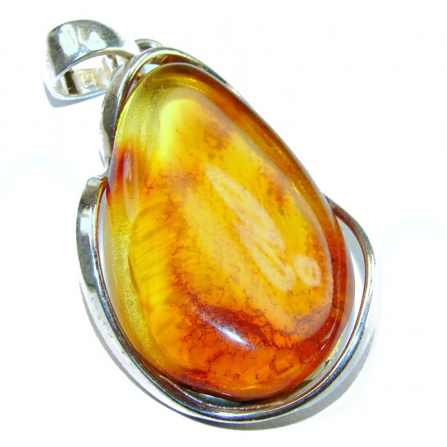 Vintage Beauty authentic Baltic Amber .925 Sterling Silver handcrafted pendant