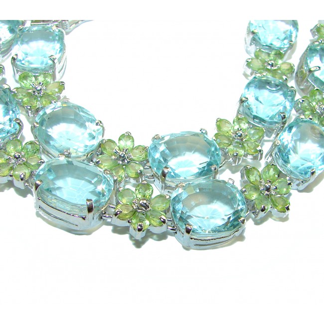 Seaside authentic African Aquamarine .925 Sterling Silver handcrafted LARGE Statement necklace