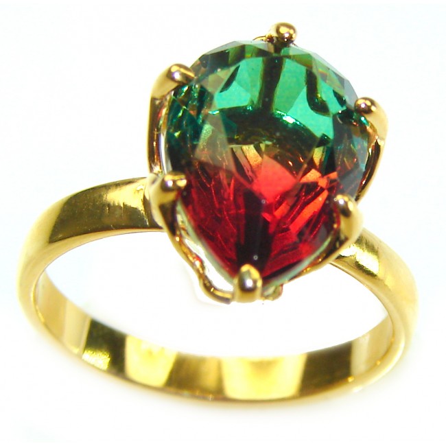 Brazilian Tourmaline 18K Gold over .925 Sterling Silver Perfectly handcrafted Ring s. 6