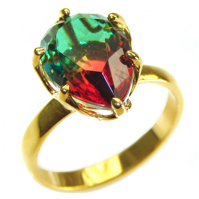 Brazilian Tourmaline 18K Gold over .925 Sterling Silver Perfectly handcrafted Ring s. 6