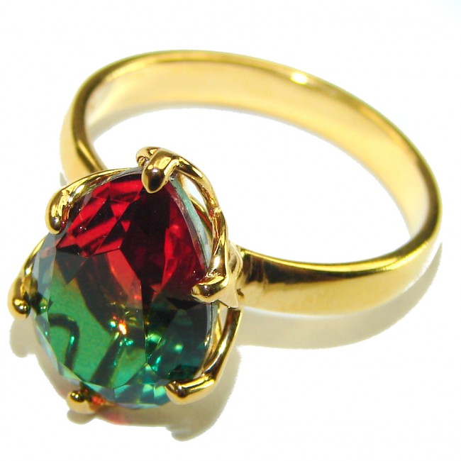 Brazilian Tourmaline 18K Gold over .925 Sterling Silver Perfectly handcrafted Ring s. 6