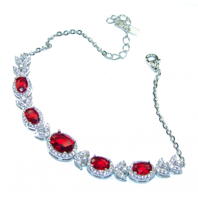 Luxurious Genuine Red Topaz .925 Sterling Silver Bracelet