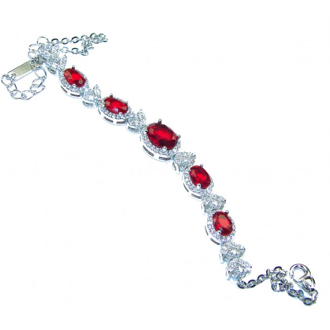 Luxurious Genuine Red Topaz .925 Sterling Silver Bracelet