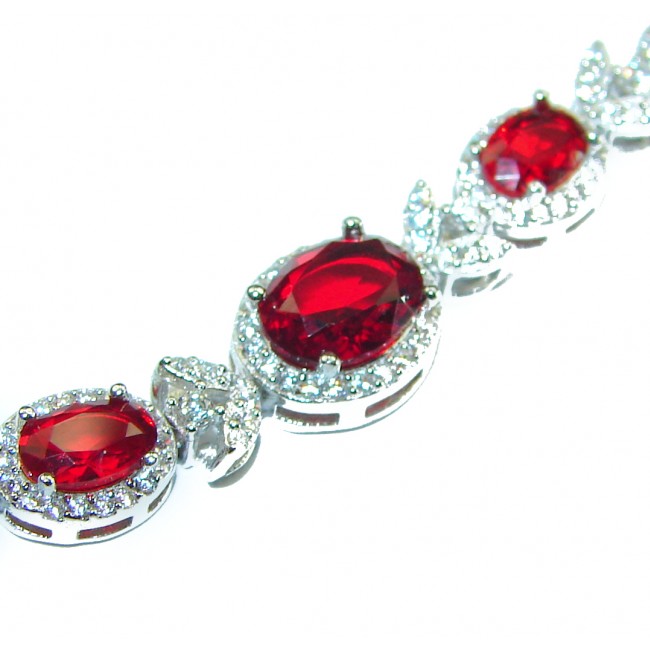 Luxurious Genuine Red Topaz .925 Sterling Silver Bracelet