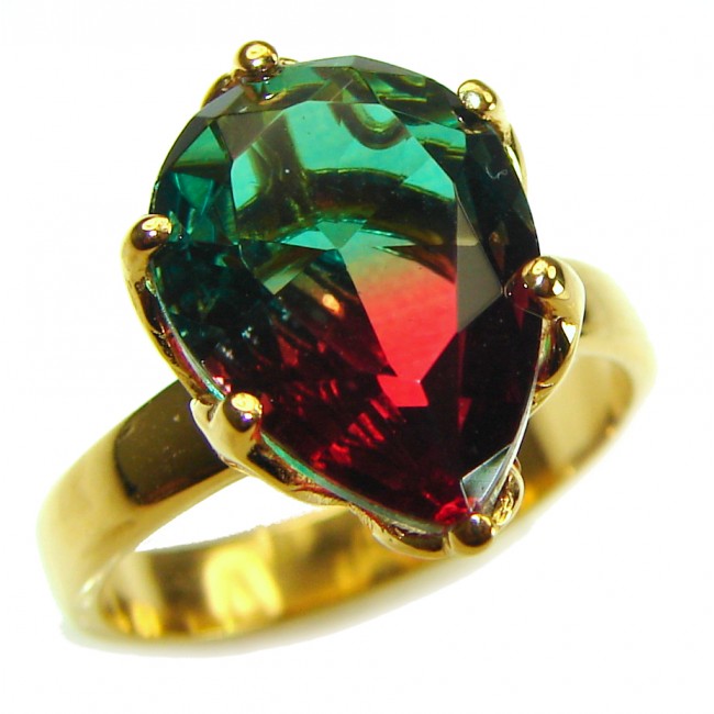 Brazilian Tourmaline 18K Gold over .925 Sterling Silver Perfectly handcrafted Ring s. 8