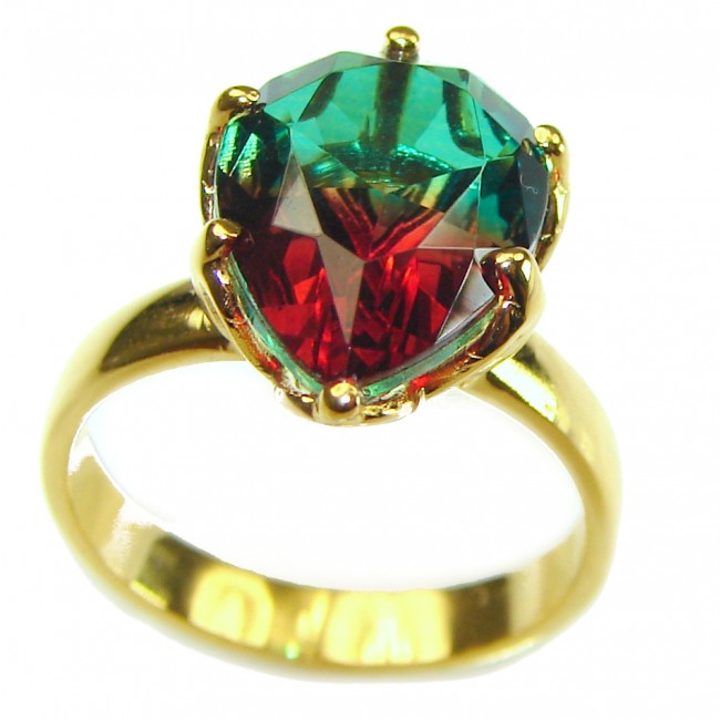 Brazilian Tourmaline 18K Gold over .925 Sterling Silver Perfectly handcrafted Ring s. 8