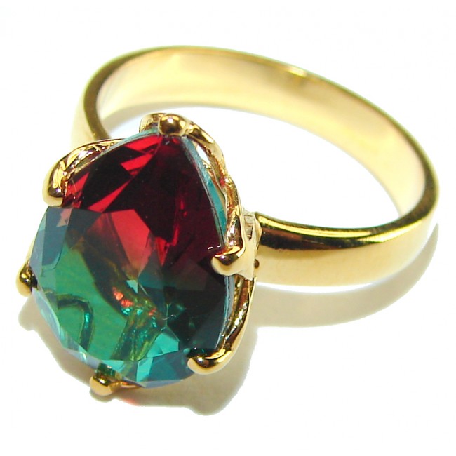 Brazilian Tourmaline 18K Gold over .925 Sterling Silver Perfectly handcrafted Ring s. 8