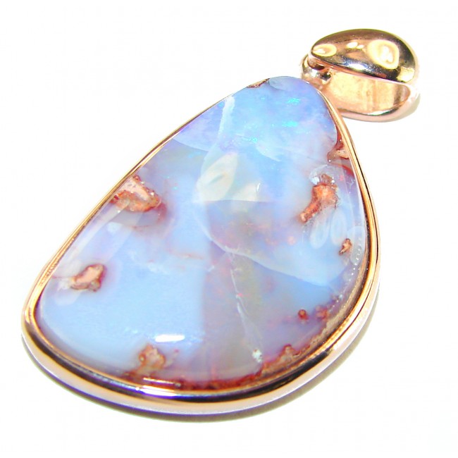 Authentic Australian Boulder Opal 18K Gold over .925 Sterling Silver handmade Pendant