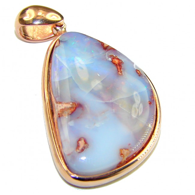 Authentic Australian Boulder Opal 18K Gold over .925 Sterling Silver handmade Pendant