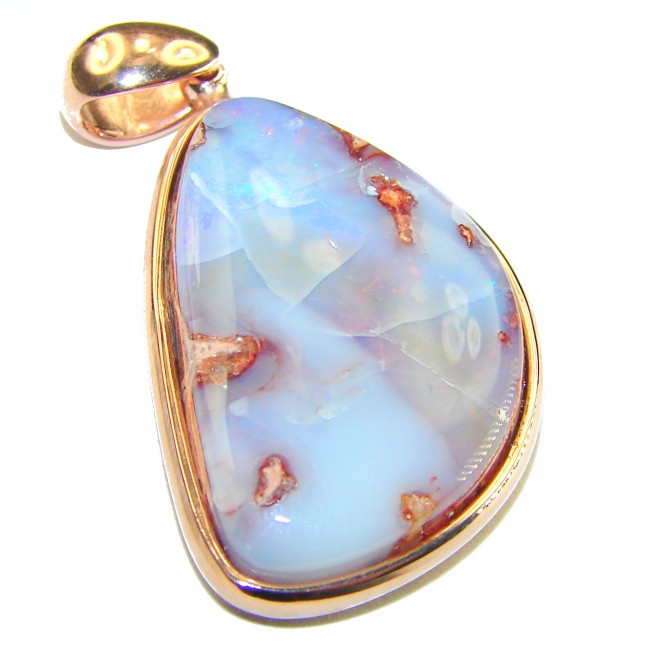 Authentic Australian Boulder Opal 18K Gold over .925 Sterling Silver handmade Pendant