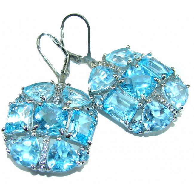 Ocean Drops authentic Swiss Blue Topaz .925 Sterling Silver handcrafted earrings